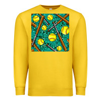 Lemon softball bat with leopard and glitter seamless pattern Premium Sweatshirt - BundleAndBundleShop