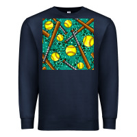 Navy softball bat with leopard and glitter seamless pattern Premium Sweatshirt - BundleAndBundleShop