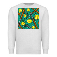 Oatmeal Heather softball bat with leopard and glitter seamless pattern Premium Sweatshirt - BundleAndBundleShop