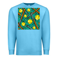 Ocean Blue softball bat with leopard and glitter seamless pattern Premium Sweatshirt - BundleAndBundleShop