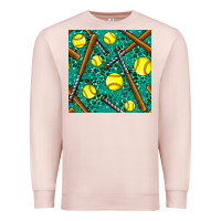 Pale Pink softball bat with leopard and glitter seamless pattern Premium Sweatshirt - BundleAndBundleShop