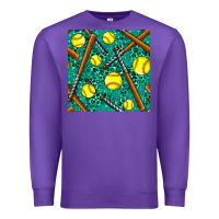 Purple softball bat with leopard and glitter seamless pattern Premium Sweatshirt - BundleAndBundleShop