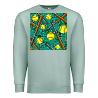 Seafoam softball bat with leopard and glitter seamless pattern Premium Sweatshirt - BundleAndBundleShop