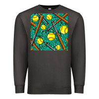 Smoke softball bat with leopard and glitter seamless pattern Premium Sweatshirt - BundleAndBundleShop