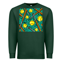 Sports Green softball bat with leopard and glitter seamless pattern Premium Sweatshirt - BundleAndBundleShop