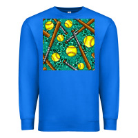 True Royal softball bat with leopard and glitter seamless pattern Premium Sweatshirt - BundleAndBundleShop