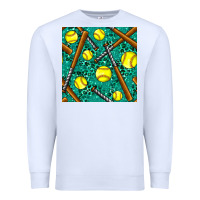 White softball bat with leopard and glitter seamless pattern Premium Sweatshirt - BundleAndBundleShop