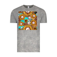 Cloud Rock baseball leopard turquoise sunflower seamless pattern Vintage Tee - JahusDesignShop