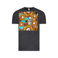Vintage Black baseball leopard turquoise sunflower seamless pattern Vintage Tee - JahusDesignShop