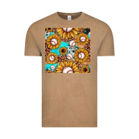 Vintage Coffee baseball leopard turquoise sunflower seamless pattern Vintage Tee - JahusDesignShop