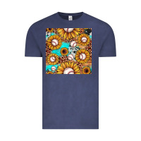 Vintage Denim baseball leopard turquoise sunflower seamless pattern Vintage Tee - JahusDesignShop