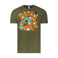 Vintage Olive baseball leopard turquoise sunflower seamless pattern Vintage Tee - JahusDesignShop