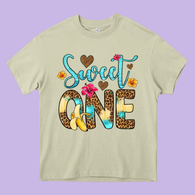 Sweet One Banana Heavy Core Tee Designed By Artiststas