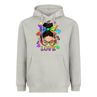 Lgbtq+ Messy Bun Mum Love With Hearts Heavyweight Hoodie | Teevron