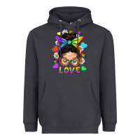 Smoke LGBTQ+ Messy Bun Mum Love With Hearts Heavyweight Hoodie - BundleAndBundleShop