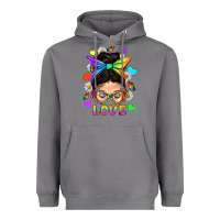 Storm LGBTQ+ Messy Bun Mum Love With Hearts Heavyweight Hoodie - BundleAndBundleShop