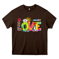 Chocolate Brown love nurse summer Heavy Core Tee - RanaPortraitStore