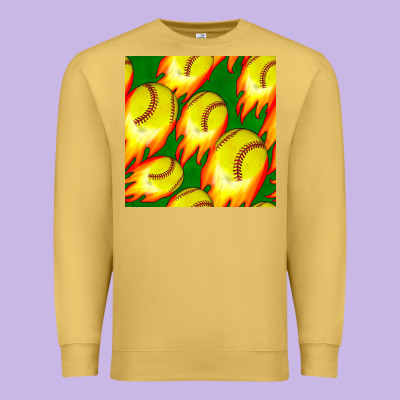 Softball Fire Ball Seamless Pattern Premium Sweatshirt Designed By Bundleandbundleshop