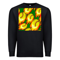 Black softball fire ball seamless pattern Premium Sweatshirt - BundleAndBundleShop