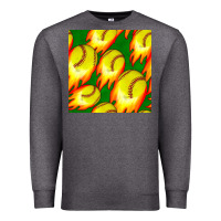 Charcoal Heather softball fire ball seamless pattern Premium Sweatshirt - BundleAndBundleShop