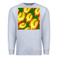 Heather Grey softball fire ball seamless pattern Premium Sweatshirt - BundleAndBundleShop