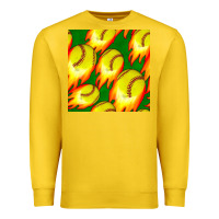 Lemon softball fire ball seamless pattern Premium Sweatshirt - BundleAndBundleShop