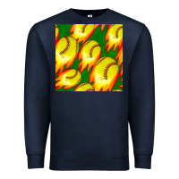 Navy softball fire ball seamless pattern Premium Sweatshirt - BundleAndBundleShop