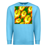 Ocean Blue softball fire ball seamless pattern Premium Sweatshirt - BundleAndBundleShop