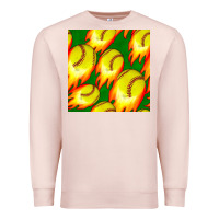 Pale Pink softball fire ball seamless pattern Premium Sweatshirt - BundleAndBundleShop