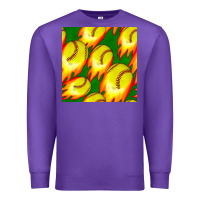 Purple softball fire ball seamless pattern Premium Sweatshirt - BundleAndBundleShop