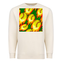 Sandshell softball fire ball seamless pattern Premium Sweatshirt - BundleAndBundleShop