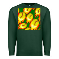 Sports Green softball fire ball seamless pattern Premium Sweatshirt - BundleAndBundleShop