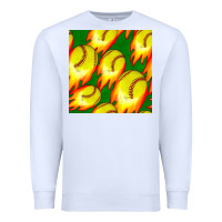 White softball fire ball seamless pattern Premium Sweatshirt - BundleAndBundleShop
