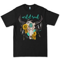 Black wild soul boho bull skull Premium Tee - texasbilliewilder