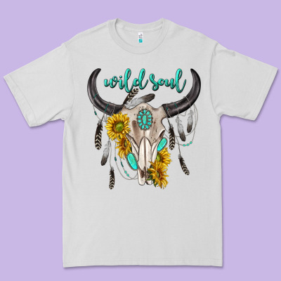 Wild Soul Boho Bull Skull Premium Tee Designed By Texasbilliewilder