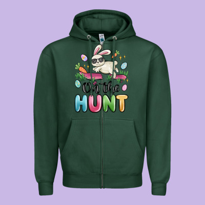 On The Hunt Easter Zipper Hoodie Designed By Maliassmallbusiness