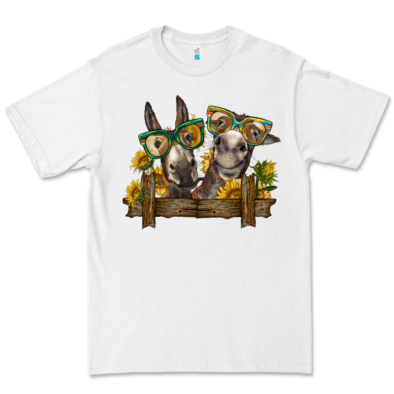 2 Donkeys With Sunflowers Premium Tee by BarkalooDesign | Teevron