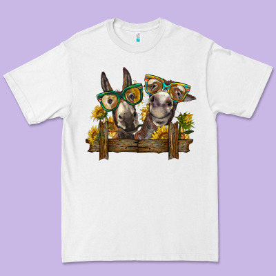 2 Donkeys With Sunflowers Premium Tee Designed By Barkaloodesign