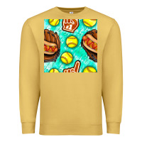 Antique Gold softball glove and hotdog seamless pattern Premium Sweatshirt - BundleAndBundleShop