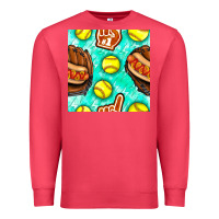 Cardinal softball glove and hotdog seamless pattern Premium Sweatshirt - BundleAndBundleShop