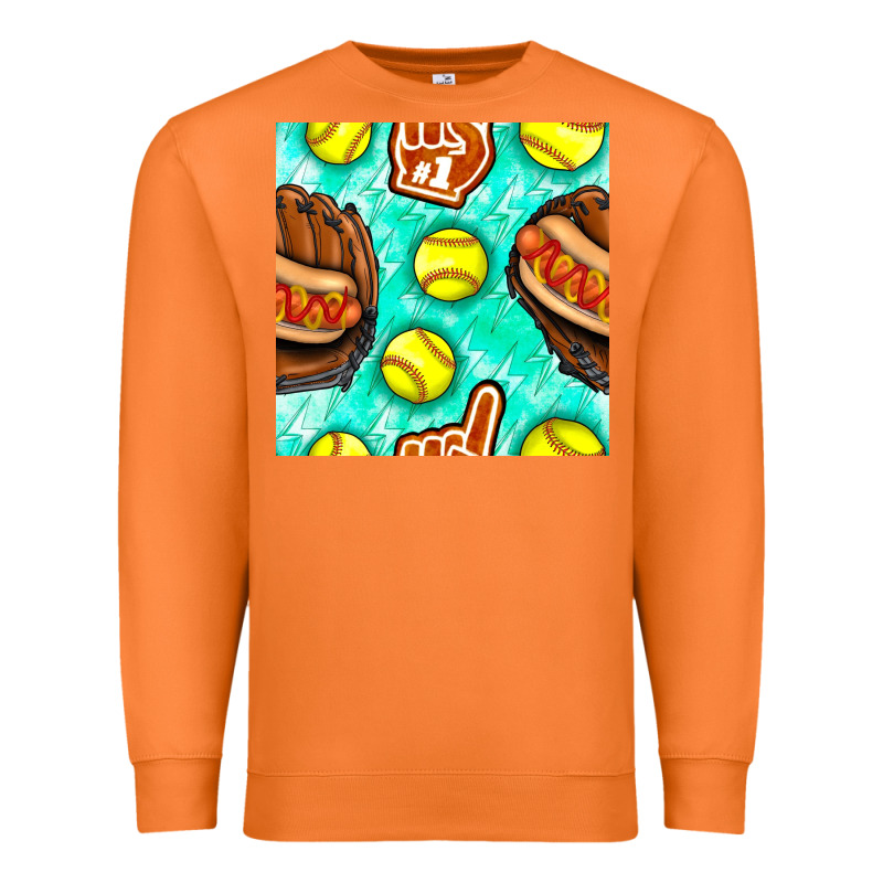 Softball Glove And Hotdog Seamless Pattern Premium Sweatshirt by BundleAndBundleShop | Teevron