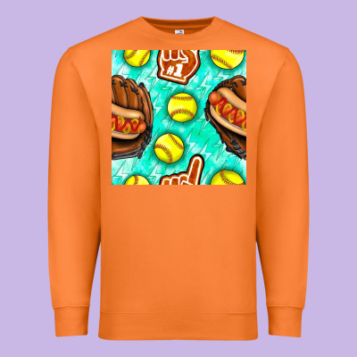 Softball Glove And Hotdog Seamless Pattern Premium Sweatshirt Designed By Bundleandbundleshop