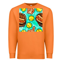 Carrot softball glove and hotdog seamless pattern Premium Sweatshirt - BundleAndBundleShop