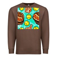 Chestnut softball glove and hotdog seamless pattern Premium Sweatshirt - BundleAndBundleShop