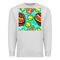 Dove Grey softball glove and hotdog seamless pattern Premium Sweatshirt - BundleAndBundleShop