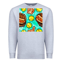Heather Grey softball glove and hotdog seamless pattern Premium Sweatshirt - BundleAndBundleShop