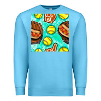 Ocean Blue softball glove and hotdog seamless pattern Premium Sweatshirt - BundleAndBundleShop
