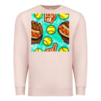 Pale Pink softball glove and hotdog seamless pattern Premium Sweatshirt - BundleAndBundleShop
