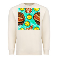 Sandshell softball glove and hotdog seamless pattern Premium Sweatshirt - BundleAndBundleShop
