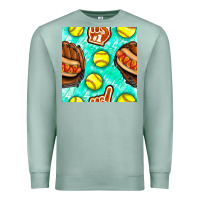 Seafoam softball glove and hotdog seamless pattern Premium Sweatshirt - BundleAndBundleShop